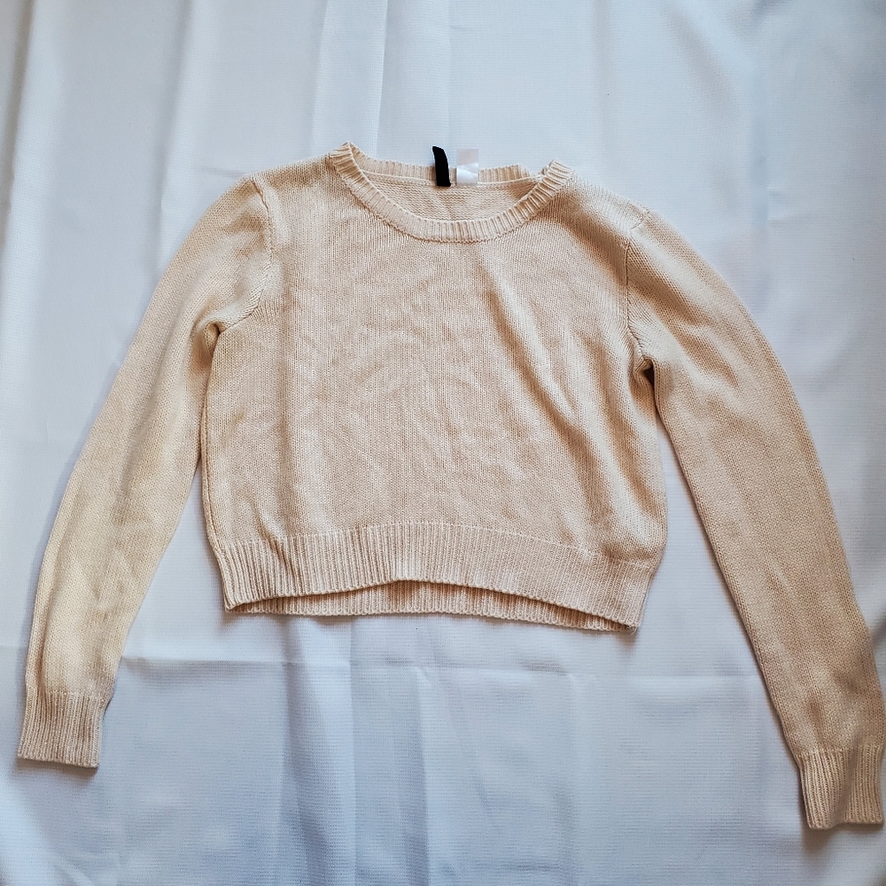 H&M Cream Pink Knit Cropped Sweater Size M